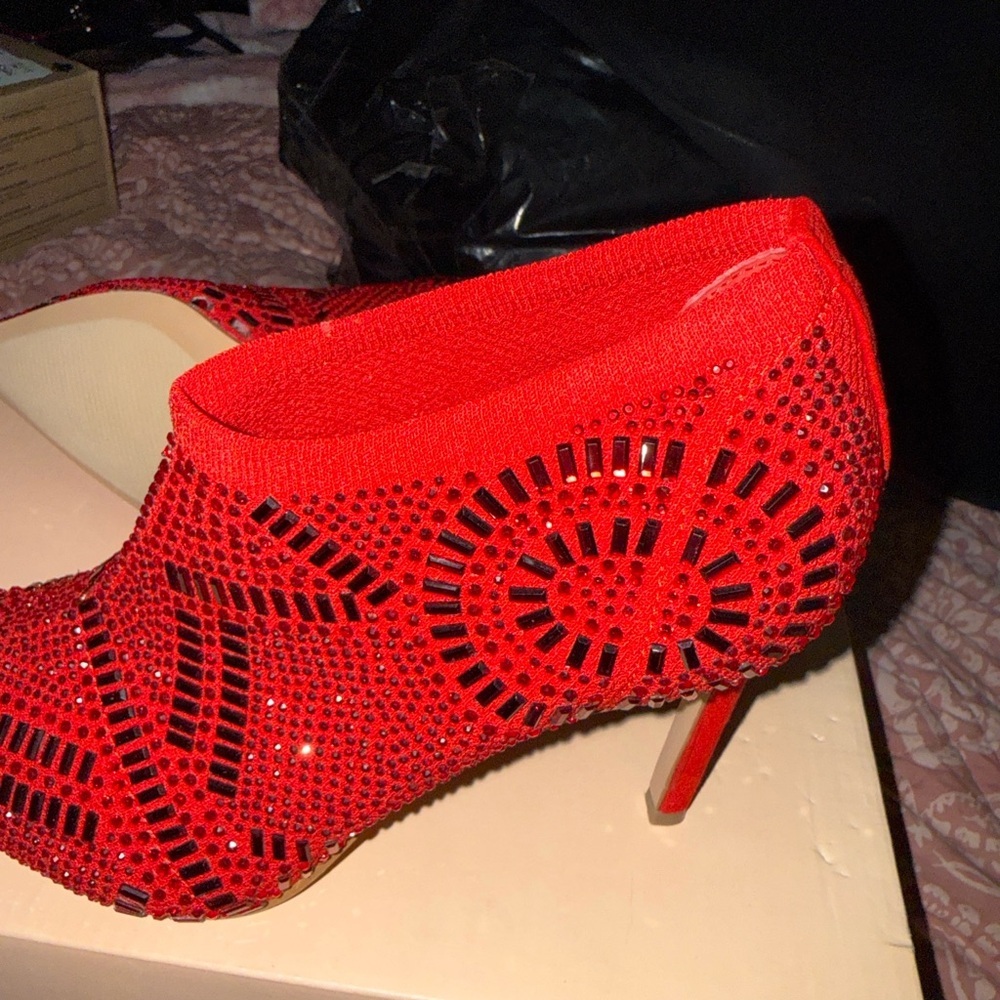Thalia Sodi Karmen Red Beaded heeled booties - Picture 6 of 8